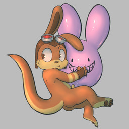 anthro balloon balloon_fetish bodily_fluids butt clothing cum cum_string eyewear floating genital_fluids genitals gloves goggles grey_background handwear humanoid_genitalia humanoid_penis inflatable male pawpads penis print_balloon shaped_balloon simple_background solo tail badipoki jak_and_daxter naughty_dog sony_corporation sony_interactive_entertainment daxter mammal mustelid ottsel 1:1 absurd_res hi_res