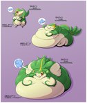 anthro belly big_belly big_breasts big_butt blobby border breasts butt candy crown dessert featureless_breasts female food gameplay_mechanics green_body headgear huge_belly huge_breasts huge_butt huge_thighs hyper hyper_belly hyper_breasts hyper_butt hyper_thighs immobile morbidly_obese morbidly_obese_anthro morbidly_obese_female obese obese_anthro obese_female open_mouth overweight overweight_anthro overweight_female rare_candy red_eyes smile solo thick_thighs weight_gain white_body white_border veryfilthything nintendo pokemon generation_5_pokemon pokemon_(species) snivy 2021 absurd_res cel_shading digital_media_(artwork) hi_res shaded