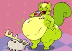 anthro bodily_fluids bone candy dessert duo eyes_closed fatal_vore food fur green_body green_fur lollipop male male_death male_pred mask rumbling_stomach saliva saliva_string skull skull_mask thick_thighs vore weight_gain sugarrodent happy_tree_friends lumpy_(htf) nutty_(htf) deer mammal moose new_world_deer rodent sciurid tree_squirrel hi_res