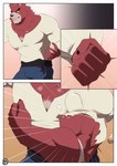 anthro clothed clothing fur growth male muscle_growth muscular muscular_anthro muscular_male pecs solo torn_clothing reclamon the_boy_and_the_beast kumatetsu hi_res