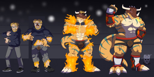 abs anthro anthrofied armor beard biceps big_muscles body_size_growth bottomwear breath_powers bulge burning_clothes claws clock clothed clothing dissolving_clothing elemental_manipulation eyewear facial_hair fighting_ring fire fire_breathing fire_manipulation footwear gauntlets glasses gloves growth handwear headgear helmet hoodie horn human_to_anthro male muscle_growth muscular muscular_anthro muscular_arms muscular_male orange_body orange_scales pecs pose scale_growth scales sharp_teeth shoes size_transformation snout snout_growth solo species_transformation sportswear stripes tail tail_growth teeth topwear torn_bottomwear torn_clothing torn_topwear transformation underwear underwear_only watch wrestler wrestling_outfit wristwatch justinfox bandai_namco digimon mythology digimon_(species) dinosaur dragon greymon human mammal mythological_creature mythological_scalie prehistoric_species reptile scalie 2025 digital_media_(artwork) hi_res sequence