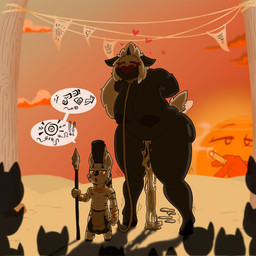 anthro areola balls big_balls big_breasts black_body blush bodily_fluids bottomwear breasts clothing cum dominant dominant_male female genital_fluids genitals group hair heart_symbol holding_melee_weapon holding_object holding_polearm holding_spear holding_weapon horn huge_balls ineffective_clothing larger_female larger_sub leaking_cum leash loincloth male melee_weapon nipples nude outside polearm rope size_difference smaller_male spear submissive submissive_female weapon white_hair sanyo2100 hasbro my_little_pony mythology fan_character s.leech_(oc) equid equine mammal mythological_creature mythological_equine unicorn zebra 1:1 absurd_res hi_res