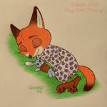1:1 2020 anthro canid canine clothed clothing disney dubstepina eyes_closed fox fully_clothed fur hi_res inktober inktober_2020 male mammal nick_wilde orange_body orange_fur plushie red_fox sleeping smile solo true_fox young young_anthro zootopia