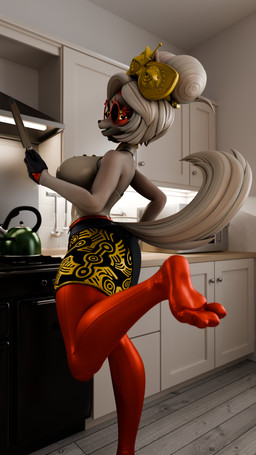 alternate_species anthro big_breasts blush breasts clothed clothing eyewear female fur glasses hair looking_at_viewer smile solo tail white_hair vixenwrap mayosplash_(modeler) nintendo tears_of_the_kingdom the_legend_of_zelda purah canid canine mammal 3d_(artwork) absurd_res digital_media_(artwork) hi_res huge_filesize