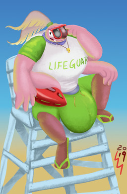 antennae_(anatomy) anthro arthropod_abdomen big_bulge bulge chair clothing eyewear fangs footwear furniture glasses lifeguard male multi_arm multi_limb open_mouth sandals shoes simple_background sitting smile solo teeth thick_arms whistle_(object) leonardgreenland best_fiends vincent_(best_fiends) arthropod insect lepidopteran moth 2019 digital_drawing_(artwork) digital_media_(artwork) hi_res