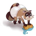 2024 anthro belly big_butt biped brown_body butt clothing hi_res lukatofu mammal procyonid raccoon rascal_(robot_dreams) robot_dreams simple_background slightly_chubby smile solo underwear