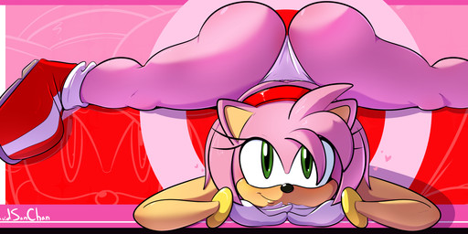 accessory anthro big_butt boots bracelet butt clothing dress eyelashes female flexible footwear gloves green_eyes hair_accessory hairband handwear jewelry legs_up panties pink_body shoes smile smiling_at_viewer solo splits spread_legs spreading underwear davidsanchan sega sonic_the_hedgehog_(series) amy_rose eulipotyphlan hedgehog mammal hi_res