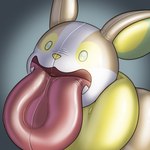 big_tongue blue_eyes clothing cute_fangs drone inflatable latex latex_body latex_clothing latex_skinsuit permagrin permanent_smile pool_toy quadruped seam_(sewing) simple_background skinsuit solo three-quarter_view tight_clothing tongue tongue_out yellow_body posexe nintendo pokemon animate_inanimate generation_8_pokemon living_inflatable pokemon_(species) yamper 1:1 bust_portrait digital_media_(artwork) icon low_res portrait shaded soft_shading