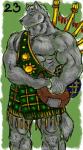 abs anthro bagpipes barazoku clothing great_kilt kilt male muscular muscular_anthro muscular_male musical_instrument pecs solo wind_instrument woodwind_instrument yad canid canine canis mammal wolf hi_res