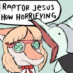 anthro blonde_hair blue_body blue_eyes dialogue duo eyewear female glasses grey_hair hair humor long_snout multicolored_body open_mouth puppet snout speech_bubble text two_tone_body white_body tastris cavemanon_studios goodbye_volcano_high jesus_christ_how_horrifying ko_op_(game_developer) snoot_game fang_(gvh) naomi_(gvh) dinosaur hadrosaurid ornithischian ornithopod parasaurolophus prehistoric_species pterosaur reptile scalie 1:1 english_text hi_res reaction_image