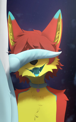 animal_genitalia anthro big_penis biped black_nose blue_body blue_markings blue_penis blue_tongue collar duo erection femboy fur genital_slit genitals hair inner_ear_fluff knot knotted_penis knotted_tapering_penis male male/male markings multicolored_body multicolored_fur open_mouth penis penis_on_face red_body red_hair simple_background tapering_penis teeth tongue tongue_out tuft yellow_body yellow_inner_ear_fluff red_the_kitsune can't_see_the_haters mythology mmero red_(red_the_kitsune) canid canine dragon fox furred_dragon furred_scalie mammal mythological_creature mythological_scalie scalie 2026 absurd_res digital_media_(artwork) hi_res meme shaded watermark