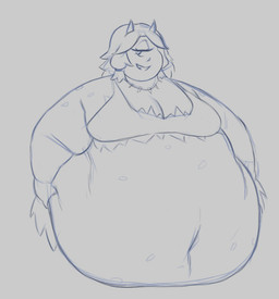1_eye 2_horns bedroom_eyes belly belly_overhang big_belly big_breasts breasts cleavage clothed clothing deep_navel eyelashes fat_arms female fingers fondling front_view grey_background grin hair holding_belly horn huge_belly jewelry looking_aside love_handles markings midriff morbidly_obese morbidly_obese_female morbidly_obese_humanoid narrowed_eyes navel necklace not_furry obese obese_female obese_humanoid open_mouth open_smile overweight overweight_female overweight_humanoid seductive self_fondle simple_background skimpy smile solo spots spotted_body spotted_markings spotted_skin teeth tooth_necklace topwear gelatingent berri_(fapolantern) cyclops horned_humanoid humanoid 2022 digital_drawing_(artwork) digital_media_(artwork) half-length_portrait monochrome portrait sketch source_request unavailable_at_source