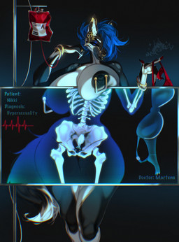 anthro blood bodily_fluids bra breasts clothing female hair nipple_piercing nipples piercing quadrilateral_nipple_piercing solo underwear x-ray_view sugarmartens nikki_(nikki_forever) canid mammal absurd_res hi_res