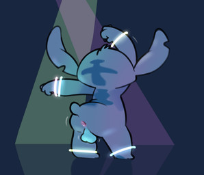 anklet anthro anus back_spines backsack balls biped blue_body blue_claws blue_fur bracelet butt claws dancing finger_claws fur genitals glowing_anklet glowing_bracelet head_markings head_tuft jewelry male markings notched_ear occipital_markings rear_view simple_background small_tail solo tail tuft yourownsnack disney lilo_and_stitch stitch_(lilo_and_stitch) alien experiment_(lilo_and_stitch) 2024 digital_drawing_(artwork) digital_media_(artwork) hi_res