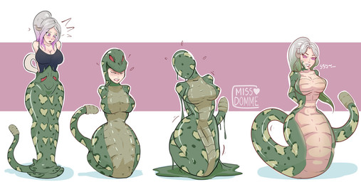 apode duo feet_first female feral feral_pred goo_transformation head_in_mouth horn hypnotic_eyes legless serpentine split_form swallowing transformation vore missdomme draconcopode human humanoid lamia mammal reptile scalie snake absurd_res hi_res