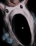 ambiguous_gender beady_eyes black_background black_eyes earth_(planet) feral front_view fur head_tuft horn moon nightmare_fuel open_mouth pink_body pink_fur planet simple_background solo space tuft happysmilefrend honkai:_star_rail marvel mihoyo mythology fat_fuck_(honkai:_star_rail) galactus equid equine mammal mythological_creature mythological_equine unicorn 2025 absurd_res hi_res