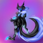 anthro armor big_breasts big_butt big_tail breasts butt clothing female fluffy fluffy_tail fur_trim_(clothing) harness hoodie solo streetwear tail techwear thick_thighs topwear wide_hips passiona_roo epic_games fortnite pack_leader_highwire canid canine canis mammal wolf 1:1 hi_res