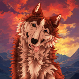 ambiguous_feral ambiguous_gender black_nose brown_body brown_eyes brown_fur cheek_tuft cloud facial_tuft feral front_view fur glistening glistening_eyes looking_at_viewer neck_tuft open_mouth outside solo text tongue tongue_out tuft white_body white_fur msdeadsoul canid canine mammal 1:1 2025 artist_name dated hi_res