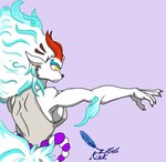 angry anthro blue_hair breasts clothed clothing female fur hair horn long_hair muscular muscular_female showing_teeth solo white_body white_fur yellow_eyes zataekink asian_mythology east_asian_mythology japanese_mythology mythology one_piece yamato_(one_piece) canid canine canis demon mammal oni wolf yokai hi_res