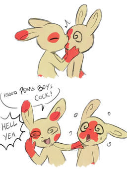 ambiguous/ambiguous ambiguous_gender anthro bodily_fluids dialogue dickface dizzy dizzy_eyes duo french_kissing kissing saliva saliva_string speech_bubble surprise_kiss tongue tongue_out sealer4258 nintendo pokemon generation_3_pokemon pokemon_(species) spinda 2025 hi_res