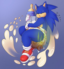 abdl anthro diaper diaper_fetish dirty feces male pooping sleep_pooping sleeping solo sweety_(artist) sega sonic_the_hedgehog_(series) fan_character eulipotyphlan hedgehog mammal hi_res