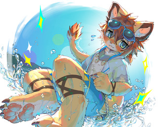 anthro bangs claws clothed clothing fur hair hair_between_eyes looking_at_viewer male male_anthro multicolored_body multicolored_fur pawpads sea sitting solo tail two_tone_body two_tone_fur water white_body white_fur yellow_body yellow_fur young angrygentoo cygames world_flipper teo_(world_flipper) felid lion mammal pantherine 2024 5:4 hi_res