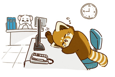 ambiguous_gender anthro biped brown_body chibi computer duo electronics eyes_closed inside kemono sitting sleeping shi_nominmin ailurid mammal mustelid musteline red_panda stoat true_musteline weasel 2023 hi_res