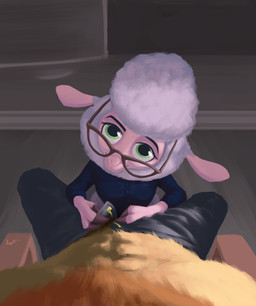 anthro bottomwear clothed clothing duo eyewear female fingers first_person_view fur glasses hair looking_at_viewer male male/female male_pov open_bottomwear open_clothing open_pants pants smile topless topless_anthro topless_male undressing_another unzipped wearing_glasses wool_(fur) zipper wulfruna disney zootopia dawn_bellwether bovid caprine domestic_sheep mammal sheep digital_media_(artwork) hi_res