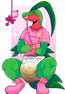 2_tails abdl abstract_background adult_baby ageplay anthro baby_rattle blush blush_lines bodily_fluids booties bulging_diaper clenched_teeth clothed clothing countershade_body countershade_face countershade_neck countershade_scales countershade_snout countershade_torso countershading crossed_arms crouching cuff_(restraint) diaper diaper_bulge diaper_fetish diaper_tape emanata embarrassed feces flash_emanata full_diaper genital_fluids glistening glistening_arms glistening_bodily_fluids glistening_body glistening_clothing glistening_cuff_(restraint) glistening_eyes glistening_genital_fluids glistening_handwear glistening_head glistening_leaves glistening_legs glistening_mittens glistening_shirt glistening_sweat glistening_thighs glistening_topwear glistening_urine gradient_background green_arms green_body green_face green_legs green_scales green_snout green_upper_jaw handwear head_leaf iconography infantilism leaf leaf_tail leaking_diaper leaking_urine lean_body lean_muscle lean_muscles leaves_on_arms leaves_on_body looking_at_viewer male mittens multi_tail multicolored_face multicolored_neck object_in_mouth pacifier pacifier_clip pacifier_cord pacifier_in_mouth pantsless pantsless_anthro pantsless_male pink_baby_rattle pink_background pink_booties pink_clothing pink_cord pink_handwear pink_mittens pink_rattle pink_shirt pink_topwear plant pokemorph pooping rattle red_body red_countershading red_face red_lower_jaw red_scales red_snout red_throat red_torso red_underbelly restraints roleplay scales shirt simple_background snout soaked soiled_diaper soiling soiling_diaper solo sparkles squatting_pose star star_clip striped_cord sweat sweatdrop tail teeth text three-quarter_view topwear unclean_diaper urine urine_drip used_diaper using_diaper ventral_scales watersports wearing_diaper wet_diaper wetting wetting_diaper white_background white_diaper yellow_eyes yellow_sclera fructoruu nintendo pokemon dino_evergreen fan_character dinosaur dromaeosaurid elemental_creature flora_fauna generation_3_pokemon grovyle pokemon_(species) prehistoric_species reptile saurischian scalie theropod 2025 artist_name colored colored_sketch digital_drawing_(artwork) digital_media_(artwork) hi_res portrait sketch