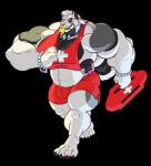 anthro big_muscles body_hair bulge chest_hair huge_muscles lifeguard male musclegut muscular muscular_anthro muscular_male nipple_piercing nipples pecs piercing rescue_buoy solo whistle_(object) siriusdog canid canine mammal alpha_channel hi_res