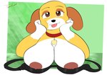 anthro bra clothing collar female nipple_slip slightly_chubby slightly_chubby_anthro slightly_chubby_female strapless_bra strapless_clothing strapless_underwear underwear toonarscontent martha_speaks martha_lorraine canid canine canis domestic_dog mammal absurd_res hi_res