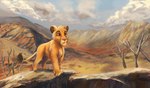 day desert eyebrows feral fur male mountain orange_body orange_fur plant sand sky solo sunny tree whiskers worried_face young fuzzymaro disney the_lion_king mufasa felid lion mammal pantherine digital_media_(artwork) digital_painting_(artwork) hi_res