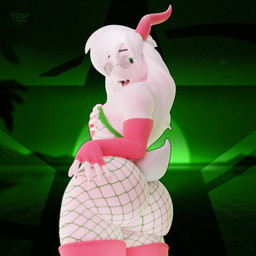 anthro armwear big_butt butt clothing colored_nails elbow_gloves eyewear femboy fishnet_clothing fishnet_legwear fur glasses gloves hair handwear horn legwear looking_at_viewer male nails nude pink_nails solo surprised tail text white_body white_fur melongoat3d deltarune undertale_(series) ralsei bovid caprine goat mammal 1:1 3d_(artwork) digital_media_(artwork) english_text hi_res
