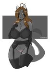 bra clothing ear_piercing ear_ring female lingerie mature_female piercing ring_piercing solo tail underwear wide_hips conkerbirdy jenny_(conkerbirdy) domestic_cat felid feline felis mammal hi_res sketch