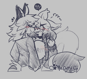 angry anthro anthro_on_anthro big_breasts blush blush_lines breast_squish breasts chest_tuft collar embarrassed exclamation_point female female_anthro fluffy fluffy_breasts fluffy_tail freckled_face freckles male male/female male_anthro markings speech_bubble squish striped_markings striped_tail stripes tail tail_markings tuft caeleste niles_(caeleste) sinclaire_(caeleste) domestic_cat felid feline felis mammal serval 2025 hi_res sketch