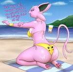 anthro beach bikini breasts butt clothing feet female forked_tail medium_breasts open_mouth pawpads paws pink_body seaside soles solo sunscreen swimwear tail telekinesis thong toes two-piece_swimsuit underwear unusual_anatomy unusual_tail an-tonio nintendo pokemon silvia_(an-tonio) eeveelution espeon generation_2_pokemon pokemon_(species) absurd_res digital_media_(artwork) hi_res