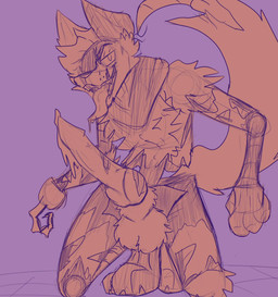 anthro balls big_penis bodily_fluids claws damaged dripping evil_grin eye_patch eyewear fuzzy_balls genital_fluids genitals knot knotted_penis leaking_precum machine male penis pirate precum precum_drip simple_background smile solo toe_claws tongue tongue_out misty_bad_place five_nights_at_freddy's scottgames foxy_(fnaf) animatronic canid canine fox mammal robot hi_res monochrome