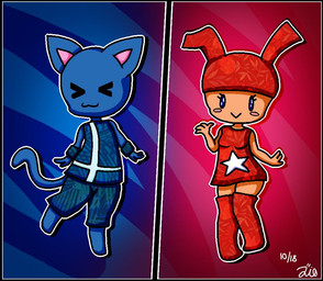 :> >_< >w< abstract_background anthro arms_bent bent_leg blush blush_stickers boots bracelet closed_smile clothing duo extended_arms eyes_closed female feral footwear gesture happy hat headgear headwear jewelry knock-kneed legwear male mouth_closed narrowed_eyes on_one_leg raised_hand shoes simple_background smile sparkles sparkling_eyes squint standing star straight_leg tucked_arm waving jio-jio13 sparkle_island thrillville domestic_cat felid feline felis lagomorph leporid mammal rabbit character_request signature source_request unavailable_at_source