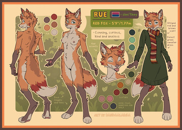 4_fingers 4_toes abstract_background ankle_tuft anthro areola arm_markings arm_tuft back_tuft bald_crotch bangs belly belly_tuft big_tail biped black_claws blep breasts brown_body brown_eyebrows brown_fur brown_hair brown_markings brown_scarf brown_tail butt character_description cheek_tuft chest_tuft claws closed_smile clothed clothed_anthro clothed_female clothing contextual_arrow countershade_butt countershade_ears countershade_face countershade_feet countershade_fur countershade_genitalia countershade_hands countershade_legs countershade_neck countershade_tail countershade_thighs countershade_torso countershade_vulva countershading digitigrade dipstick_tail dress elbow_markings elbow_tuft eye_markings eyebrows eyeliner eyes_closed facial_tuft feet female fingers fluffy fluffy_hair fluffy_tail front_view fully_clothed fur fur_tuft genitals gloves_(marking) grass green_background green_clothing green_dress green_eyes green_pupils hair head_markings head_tuft hindpaw hip_markings hip_tuft humanoid_genitalia humanoid_hands humanoid_vulva information_box information_label information_section inner_ear_fluff knee_markings knee_tuft leaf leg_markings leg_tuft looking_aside looking_at_viewer makeup markings measurements medium_breasts monotone_clothing monotone_dress mouth_closed multicolored_body multicolored_fur multicolored_hair multicolored_scarf multicolored_tail multiple_angles multiple_poses nipples nude number occipital_markings orange_body orange_fur orange_hair orange_scarf orange_tail pattern_clothing pattern_scarf pawpads paws pink_areola pink_nipples pink_pawpads pink_tongue pixie_cut plant pose pupils red_hair red_scarf red_tail scarf short_hair shoulder_markings shoulder_tuft side_markings simple_background smile socks_(marking) solo standing striped_clothing striped_scarf stripes swept_bangs tail tail_markings tail_tuft tan_body tan_countershading tan_fur tan_outer_labia tan_scarf tan_tail tan_tail_tip tan_vulva text thigh_tuft three-quarter_view toeless_(marking) toes tongue tongue_out tuft unit vulva wavy_hair wavy_tail wrist_tuft bandaalarga_(artist) rue_(vulpetite) canid canine fox mammal red_fox true_fox 2025 absurd_res artist_name character_name digital_drawing_(artwork) digital_media_(artwork) english_text flat_colors hi_res model_sheet species_name