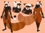 anthro brown_body brown_fur butt femboy fur genitals grey_hair hair long_hair male nude penis solo white_hair helloggi vincent_(montsegur) ailurid mammal red_panda absurd_res hi_res model_sheet