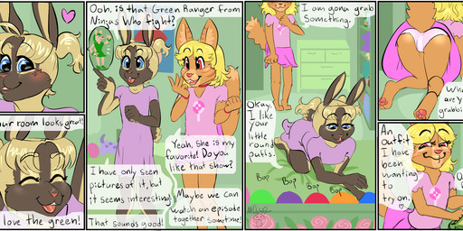 all_fours anthro arm_markings biped blonde_hair blush blush_lines bottomwear brown_body brown_fur closed_smile clothed clothing countershade_fur countershade_torso countershading dialogue digitigrade dipstick_tail dress duo eyebrows eyes_closed female fur hair heart_symbol inside looking_at_another markings medium_hair mouth_closed multicolored_body multicolored_fur neck_markings open_mouth orange_body orange_fur pawpads pigtails pink_clothing pink_dress pink_shirt pink_topwear plushie red_nose ring_(marking) shirt skirt smile solo speech_bubble standing tail tail_markings tan_body tan_countershading tan_fur tan_hair tan_markings teeth text tongue topwear two_tone_body two_tone_fur upskirt wrist_markings young young_anthro young_female mushbun pepper_(mushbun) tass_(mushbun) domestic_cat felid feline felis lagomorph leporid mammal rabbit 2024 english_text hi_res