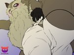 anthro asian_clothing balls beard big_balls blush clothed clothing east_asian_clothing facial_hair fundoshi genitals humanoid_hands japanese_clothing male mature_male penis solo underwear white_clothing white_fundoshi white_underwear doritomon ghibli pom_poko inugami_gyoubu_(pom_poko) canid canine mammal raccoon_dog tanuki 2023 absurd_res hi_res