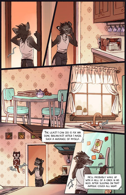 analog_clock anthro appliance biped brown_eyes cactus clock clothed clothed_anthro clothing coffee_machine coffee_maker container cup dining_table dish fridge fridge_magnet fur furniture grey_body grey_fur half-closed_eyes head_tuft inner_monologue inside kitchen kitchen_appliance kitchen_counter kitchen_sink light male narrowed_eyes onomatopoeia plant plant_pot pointy_ears potted_plant prick_ears snout solo sound_effects stove sunlight table text text_box thinking tired tuft tusks wall_clock wallpaper_(decoration) window yellow_sclera falco_works black+decker kit-cat_klock spacemaker_coffee_maker pen_(falco_works) cervine deer mammal tufted_deer 2026 comic digital_media_(artwork) english_description english_text hi_res
