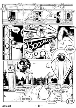 after_vore belly big_belly building door female group huge_belly moon outside overweight speech_bubble text vore wings leheart majora's_mask nintendo the_legend_of_zelda anju tael_(tloz) tatl_(tloz) fairy hylian 2022 absurd_res comic english_text hi_res monochrome