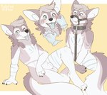 animal_genitalia anthro blush claws cute_fangs disembodied_hand duo fangs fully_sheathed genitals ghost_hand male muzzle_(object) paws presenting_sheath sheath solo_focus teeth taintedstar meroksis canid canine fox mammal hi_res