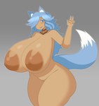 areola big_areola big_breasts big_nipples blue_eyelashes blue_eyes blue_hair blue_tail breasts curvy_figure dark_body dark_skin eyelashes female gesture hair hair_over_eye hand_gesture huge_areola huge_breasts huge_nipples looking_at_viewer nipples nude one_eye_obstructed raised_tail smile solo tail thick_thighs v_sign voluptuous wide_hips duskyer animal_humanoid canid canid_humanoid canine canine_humanoid humanoid mammal mammal_humanoid wolf_humanoid absurd_res hi_res