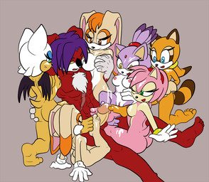 4_toes 5_fingers amber_eyes anthro anthro_on_anthro balls barefoot big_breasts big_penis blue_eyes bodily_fluids breast_fondling breast_play breasts brown_eyes butt chest_tuft clothing collaborative collaborative_footjob collaborative_sex cum cum_on_arm cum_on_breasts cum_on_face cum_on_feet cum_on_leg cum_on_shoulder cumshot ejaculation erection feathered_wings feathers feet female fingers fondling foot_fetish foot_play footjob fur gangbang genital_fluids genitals gloves green_eyes grey_background group group_sex half-closed_eyes hand_on_breast handwear harem humanoid_genitalia humanoid_penis male male/female mature_anthro mature_female narrowed_eyes nipples one_eye_closed orgasm penile penis pink_body purple_background reverse_gangbang scar sex simple_background tail toes tuft vulva wings yellow_eyes young young_anthro the_other_half sega sonic_the_hedgehog_(series) amy_rose blaze_the_cat cream_the_rabbit marine_the_raccoon rouge_the_bat vanilla_the_rabbit bat domestic_cat eulipotyphlan felid feline felis hedgehog lagomorph leporid mammal procyonid rabbit raccoon digital_media_(artwork) mother_(lore) parent_(lore)