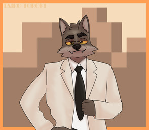 anthro clothing confident male pose solo standing suit taiko_toroki dreamworks the_bad_guys mr._wolf_(the_bad_guys) canid canine canis mammal wolf hi_res