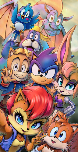 2_tails 4_fingers anthro blue_eyes bottomless breasts canon_couple claws clothed clothing cybernetic_arm cybernetic_limb female fingers fluffy fluffy_tail gesture green_eyes group hair hand_gesture leotard male multi_tail red_hair scut_tail short_tail small_breasts tail topwear topwear_only tusks v_sign vest vest_only whiskers toxicmanbaby mythology sega sonic_the_hedgehog_(satam) sonic_the_hedgehog_(series) antoine_depardieu bunnie_rabbot dulcy_(sonic_satam) miles_prower rotor_the_walrus sally_acorn sonic_the_hedgehog canid canine canis coyote dragon eulipotyphlan flicky fox hedgehog lagomorph leporid mammal mythological_creature mythological_scalie rabbit rodent scalie sciurid tree_squirrel absurd_res hi_res