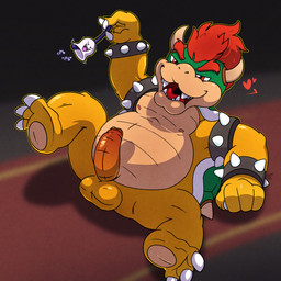 balls bell belly bracelet claws erection genitals hair heart_symbol internal jewelry male nipples overweight penis red_hair shell spiked_bracelet spiked_shell spikes spikes_(anatomy) toe_claws tongue yellow_body argon_vile mario_bros nintendo bowser koopa scalie 1:1 hi_res